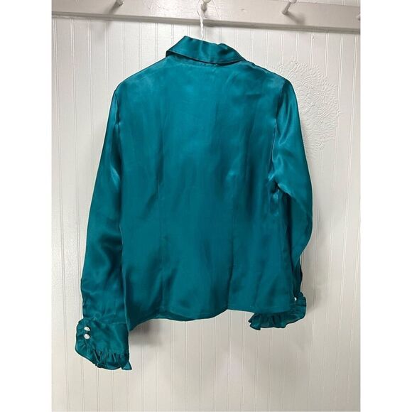 TALBOTS Pure Silk Ruffle Front Blouse - Picture 4 of 6